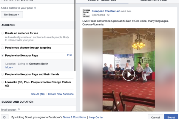 Facebook Boost offers you quite a few options